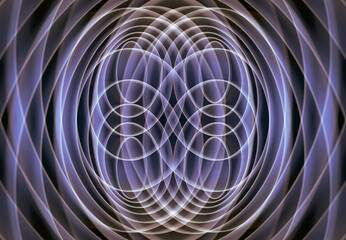 Vintage geometric abstract background with central lozenge pattern, blue atomic style