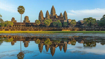 Fototapeta premium Angkor Wat, Cambodia, Graphic element isolation background for your design asset, game asset, video game, mobile game, web asset Illustration 