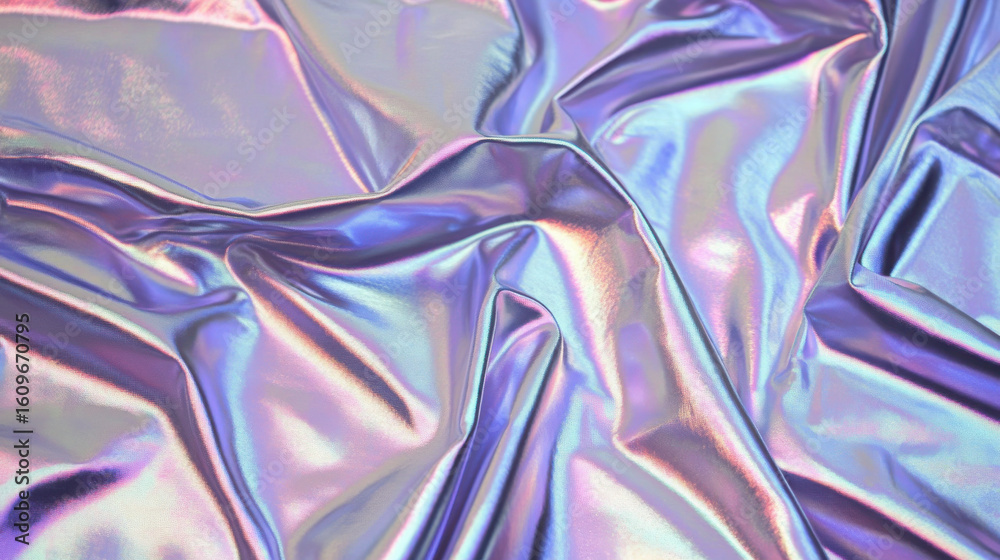 Poster iridescent fabric texture with holographic foil effect shimmering with light creating a sci-fi abstr
