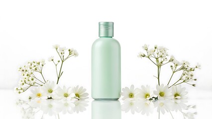 Empty yellow podium surrounded by lush green tropical foliage with dramatic sunbeams