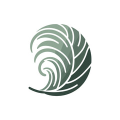 Abstract design featuring a stylized wave and leaf motif, symbolizing nature and harmony