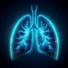 Glowing blue lungs medical illustration