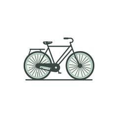 Fototapeta premium Vintage bicycle parked on a quiet street, surrounded by trees and a clear sky, evoking nostalgia