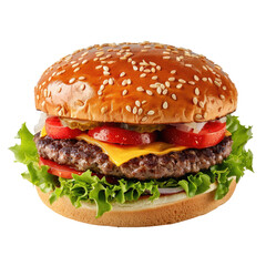 Close-up of a classic cheeseburger