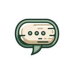 A stylized speech bubble icon with a wood texture, symbolizing communication and dialogue