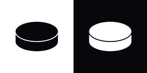 Hockey puck icon. Vector illustration. Flat design.