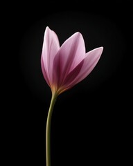 Fototapeta premium Timelapse of a flower blooming in one day nature macro photography black background close-up view beauty of growth