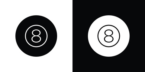 Pool 8 ball icon. Vector illustration. Flat design.