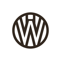 Abstract logo design featuring a stylized 'W' within a circular frame, suitable for branding