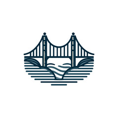 A stylized illustration of a bridge over water, symbolizing connection and tranquility