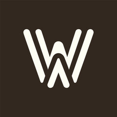 Abstract logo design featuring a stylized letter 'W' on a dark background, ideal for branding