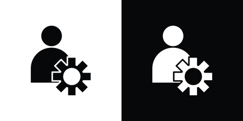 User gear icon. Vector illustration. Flat design.