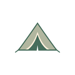 A serene camping scene featuring a tent set up in a lush green forest with sunlight filtering through