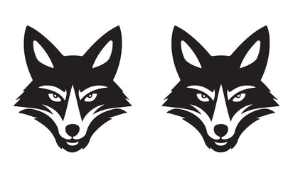 Fox Head Silhouette Icon Set