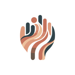 Obraz premium Abstract representation of human figures intertwined with flowing shapes in a minimalist style