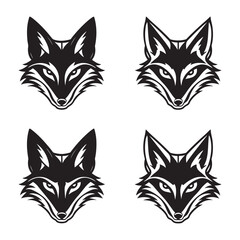 Fox Head Silhouette Icon Set