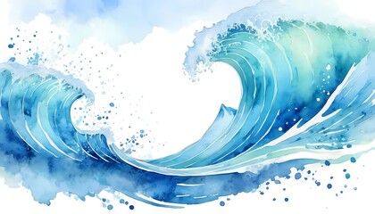 Watercolor waves capture natures beauty and stormy seas, perfect for artistic designs using Generative AI