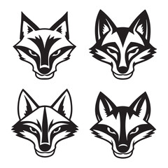Fox Head Silhouette Icon Set