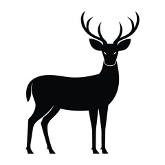 Black silhouette of a deer with antlers standing animal