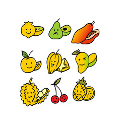 Cute kawaii doodle set of icons and elements with objects