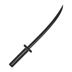 Black silhouette of a katana sword on white background