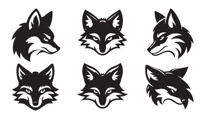 Fox Head Silhouette Icon Set