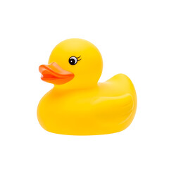 Yellow rubber duck isolated on black