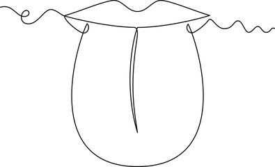 one line art Tongue vector illustration. line art, one continuous line, simple, hand drawn and sketch style. for icons, symbols, signs or logos. PNG