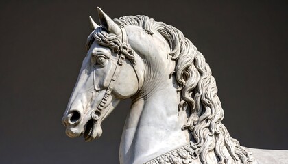 Close-up of a marble horse statue head