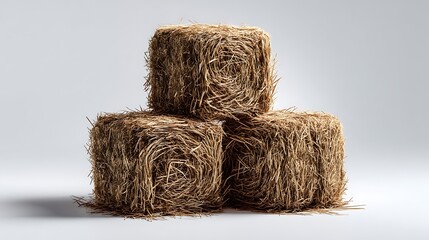 Hay bales stacked neatly in a studio setting photography minimalist natural texture