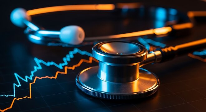 Stethoscope on financial chart, symbolizing healthcare economics