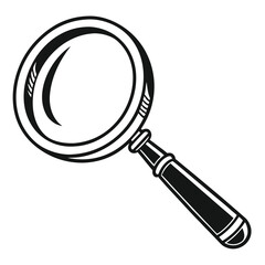 Black magnifying glass on white background lens search
