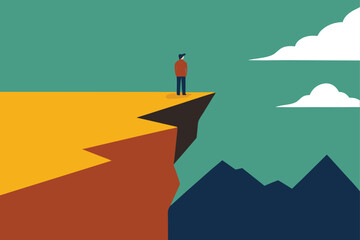 Obraz premium lonely hiker on scenic cliff edge