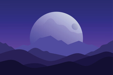Fototapeta premium moon rising over misty hills