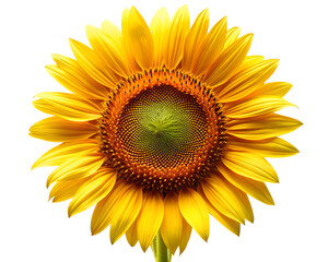 Fototapeta premium A bright yellow sunflower in full bloom isolated on a transparent background