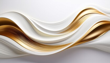 Obraz premium elegant white and gold wave design flowing gracefully across a pristine white backdrop creating a sense of harmony and sophistication in a minimalist aesthetic