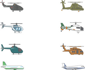 Set of Airplane Vector Illustrations – Jets, Passenger Planes, and Aviation Symbols