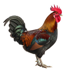 Fototapeta premium Proud rooster on a black background