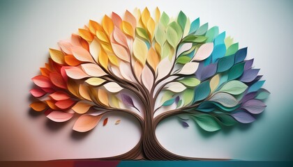 abstract tree design with leaves in soft colors representing charitable foundations and community support