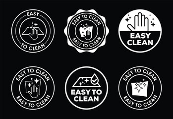 Collection of easy to clean product certification badges