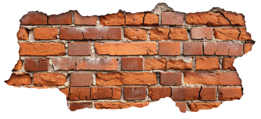 Old brick wall with cracks and rugged texture creating rustic charm in construction material