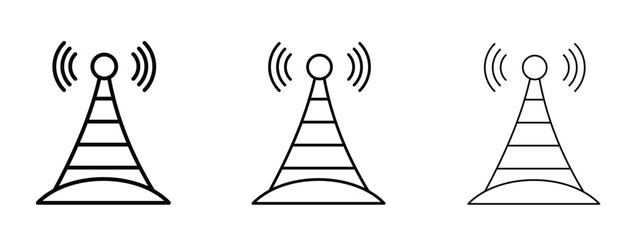 Broadcast tower icon linear style sign for mobile concept and web design.