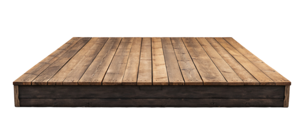 Wooden platform with rustic timber flooring for outdoor furniture and architecture background