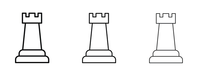 Chess rook icon linear style sign for mobile concept and web design.
