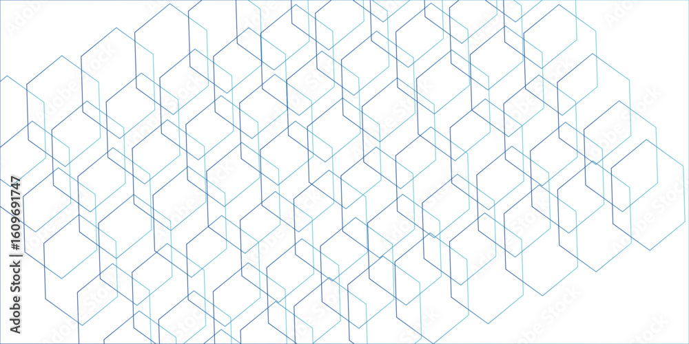Fototapete seamless pattern with hexagon square cube geometric pattern shapes grid metal element texture design
