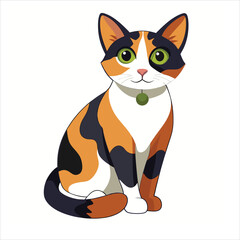 Obraz premium Vector Art of Calico Cat Sitting