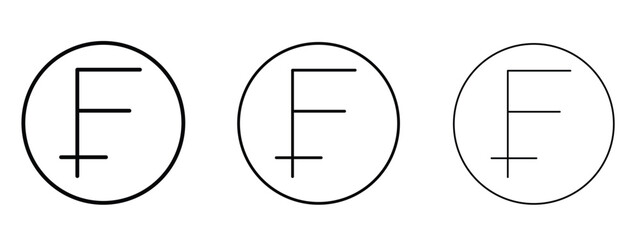 Franc sign icon linear style sign for mobile concept and web design.