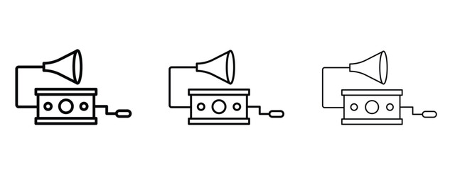 Gramophone icon linear style sign for mobile concept and web design.