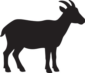 Fototapeta premium Farm Goat Animal Silhouette Vector Illustration - Black Outline
