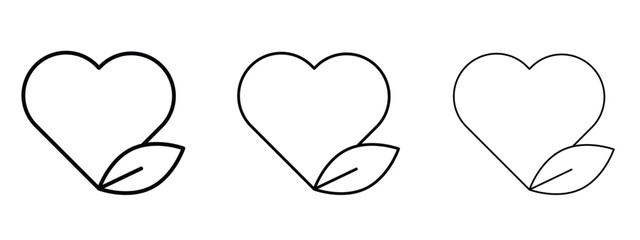 Leaf heart icon linear style sign for mobile concept and web design.